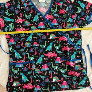 Smart Scrubs Dinosaur Print V-Neck Top